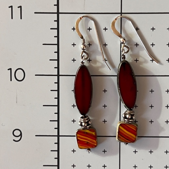 Red Czech Glass bead Earrings - Picture 5 of 5